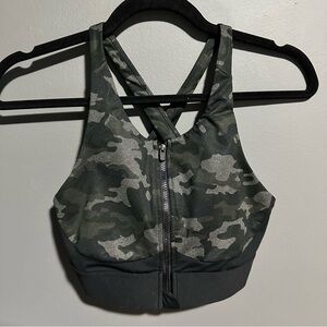 Fabletics camo open back sexy zip up sports bra